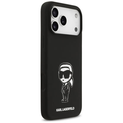 Hoes voor Apple iPhone 17 Pro Max, Karl Lagerfeld, Sketch en Logo Karl, Zwart
