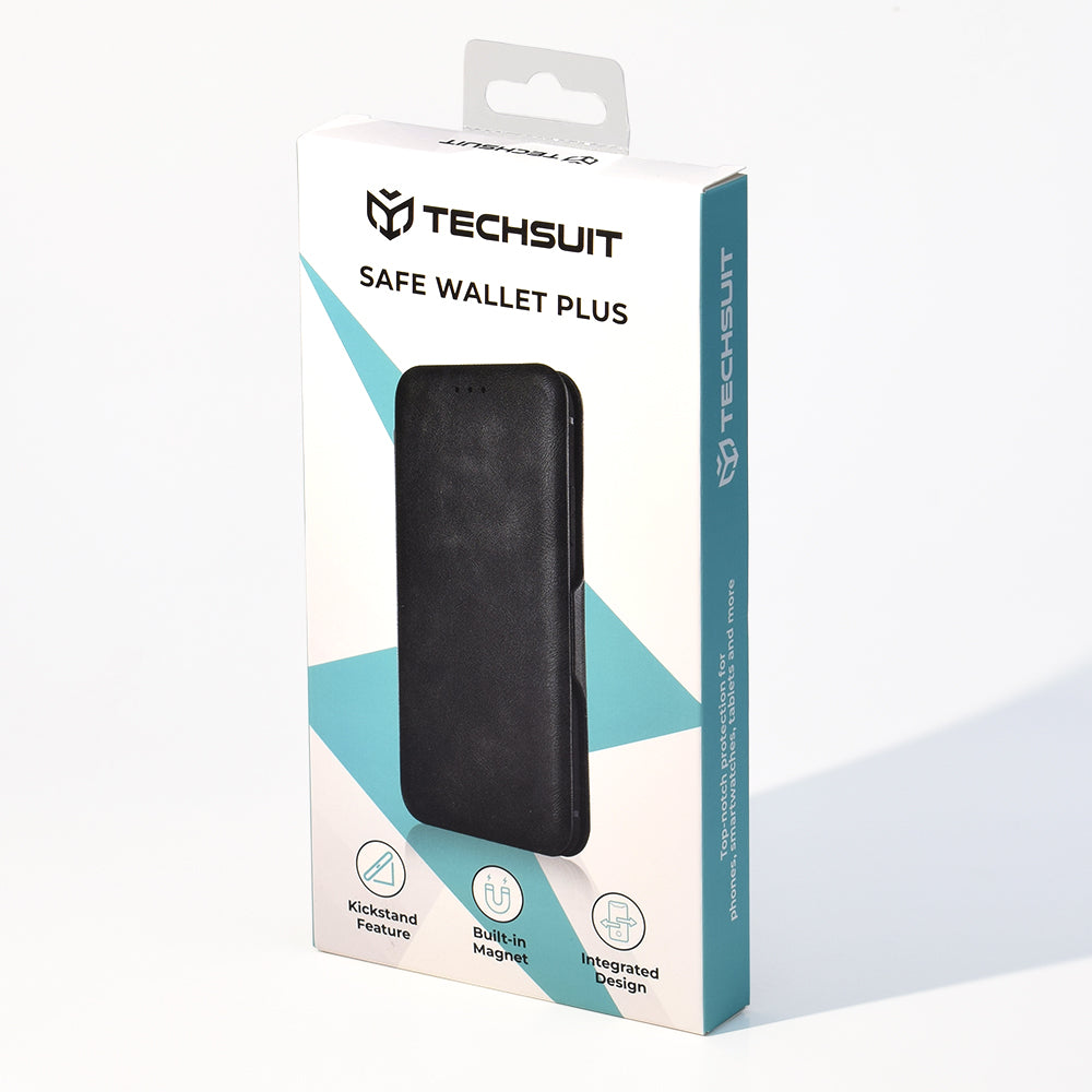 Hoes voor Apple iPhone 17 Pro Max, Techsuit, Safe Wallet Plus, Zwart