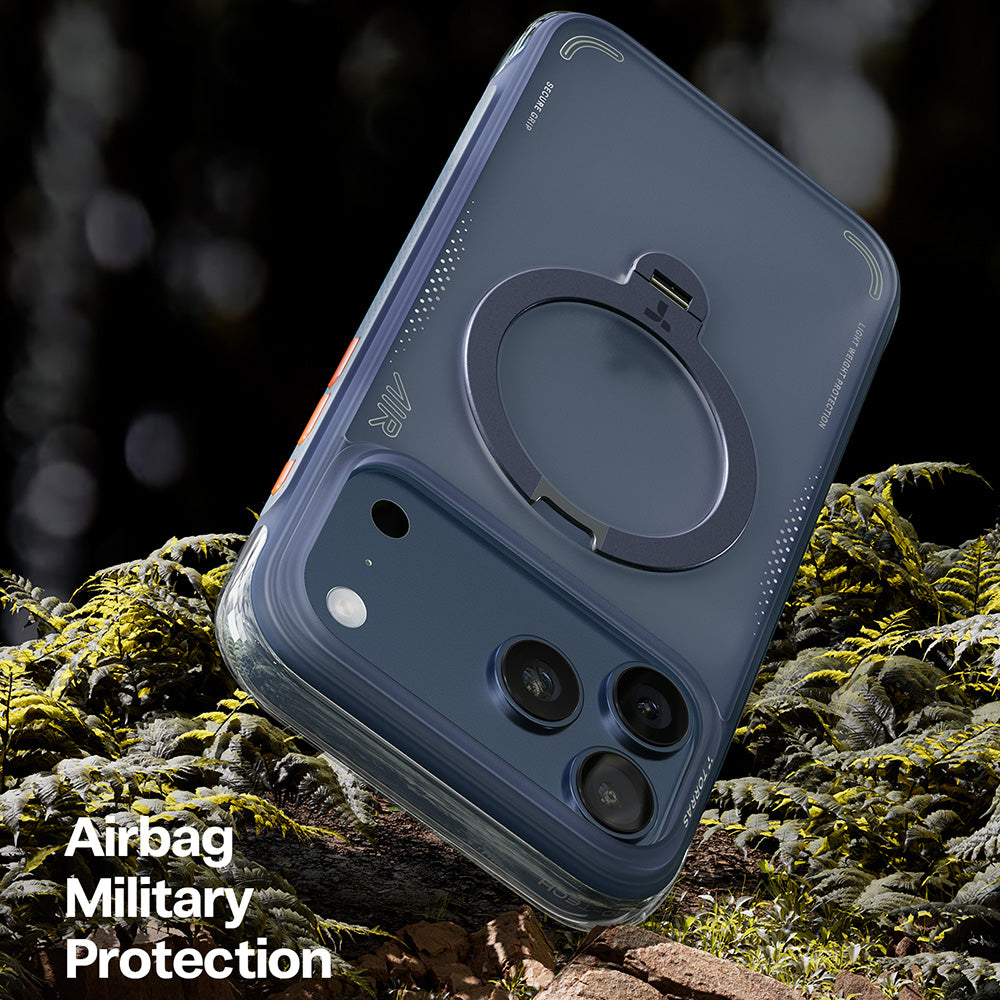 Hoes voor Apple iPhone 17 Pro Max, Torras, Ostand Spin Air, Blauw