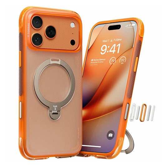 Hoes voor Apple iPhone 17 Pro Max, Torras, Ostand Spin Air, Oranje