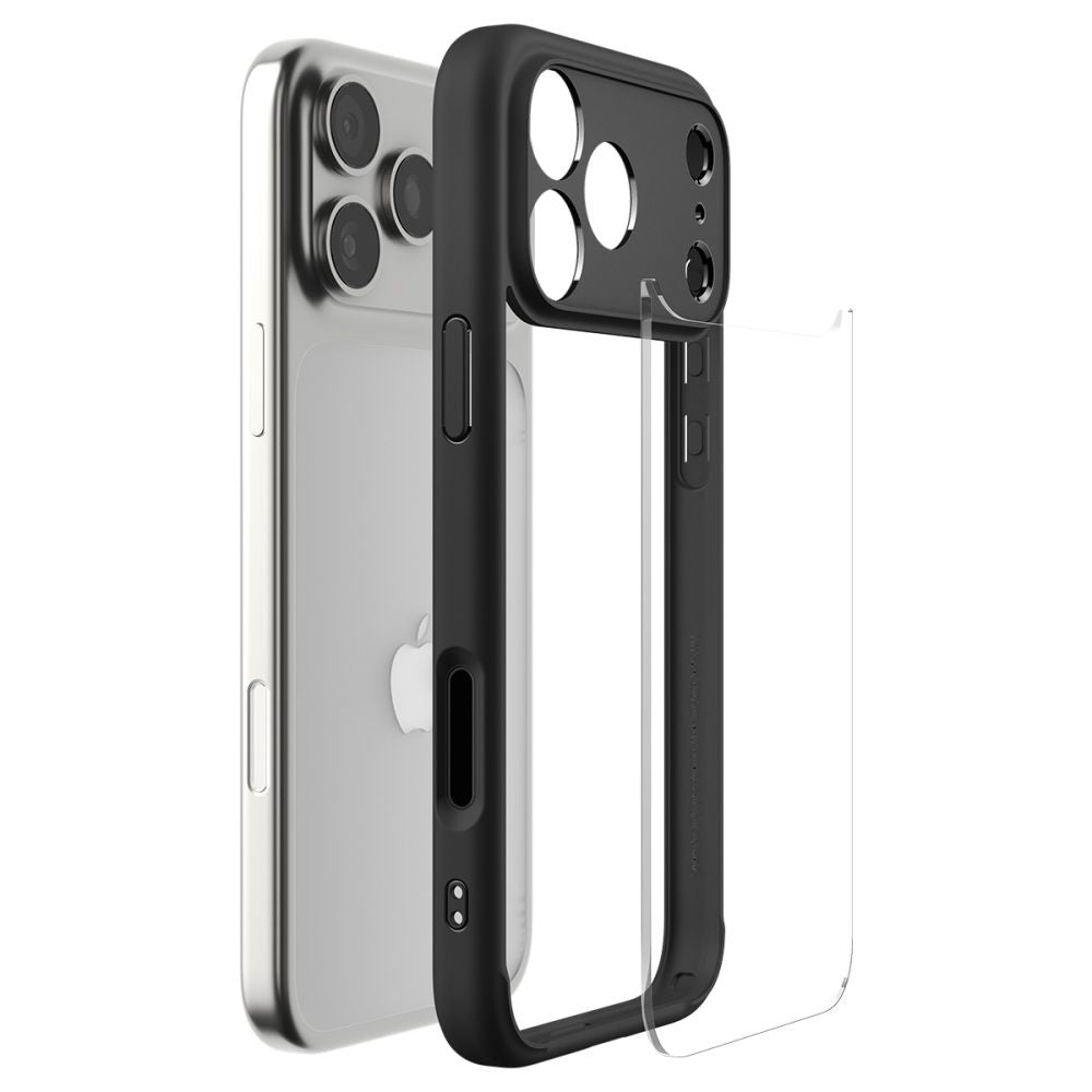 Hoes voor Apple iPhone 17 Pro, Spigen, Ultra Hybrid, Matzwart