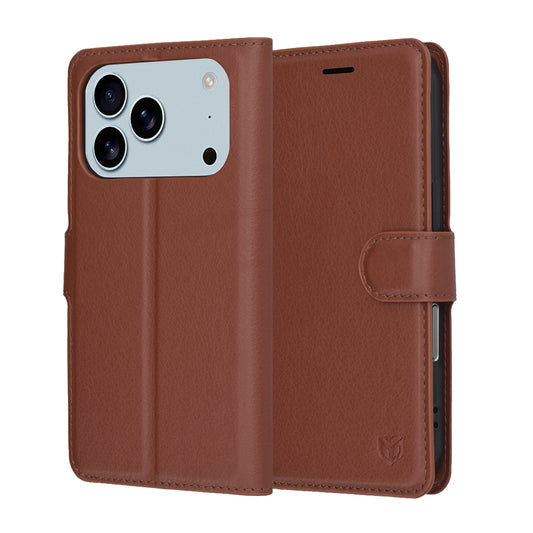 Hoes voor Apple iPhone 17 Pro, Techsuit, Leather Folio, Bruin