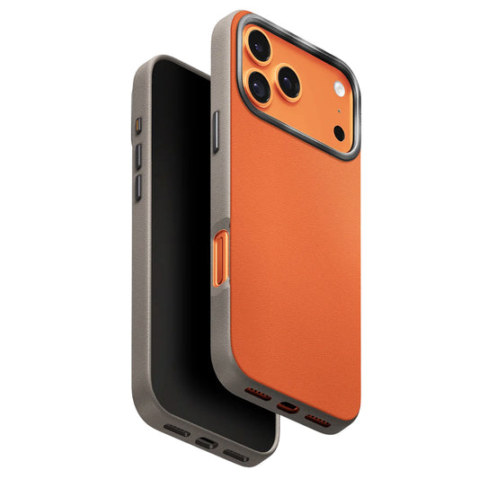Hoes voor Apple iPhone 17 Pro, UNIQ, Lyden Leatherette, Beige Oranje