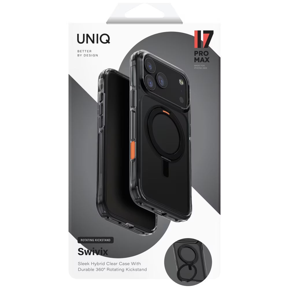 Hoes voor Apple iPhone 17 Pro, UNIQ, Swivix, Zwart