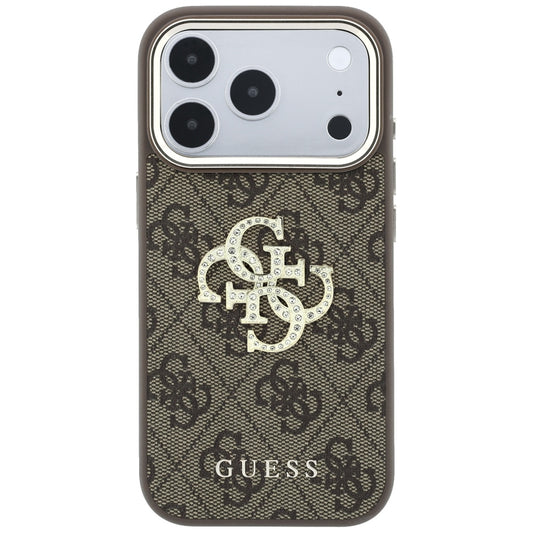 Hoes voor Apple iPhone 18 Pro / 17 Pro, Guess, 4G Big Strass Logo, Bruin