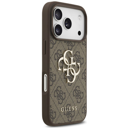 Hoes voor Apple iPhone 18 Pro / 17 Pro, Guess, 4G Classic Logo met Band, Bruin