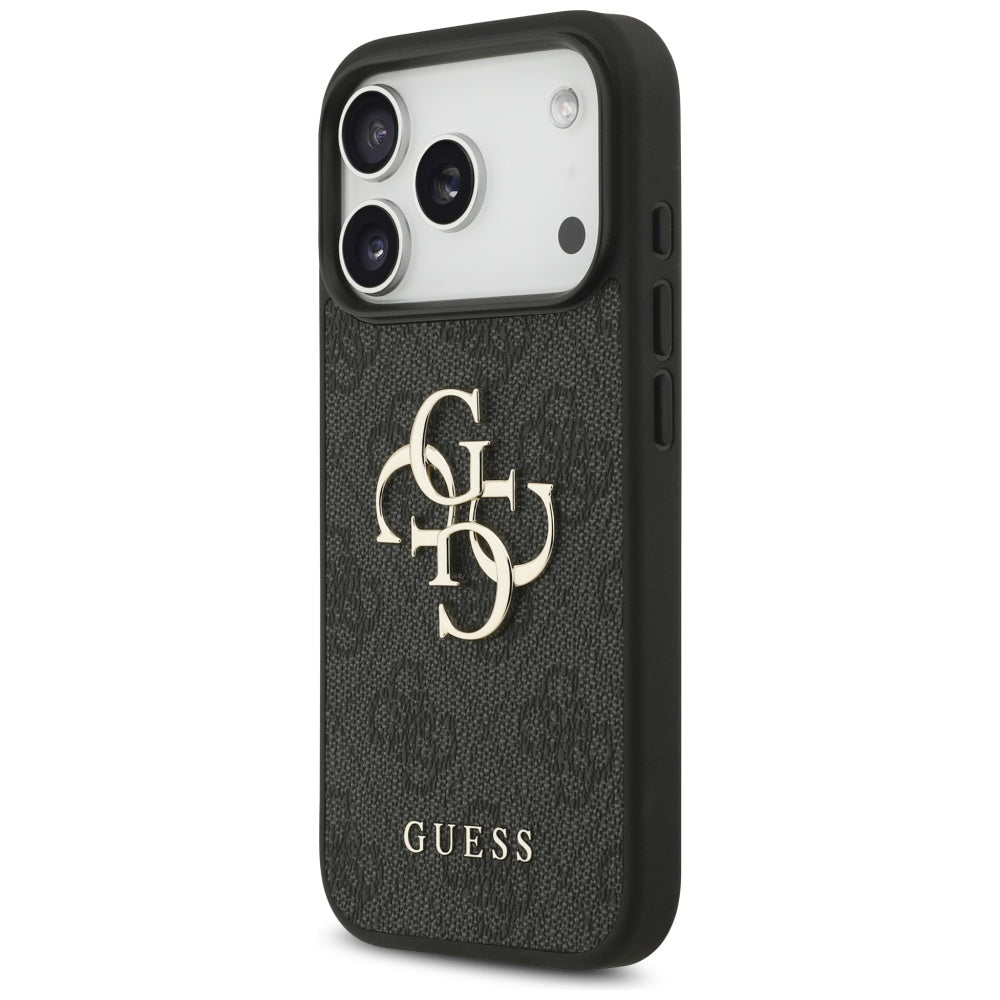 Hoesje voor Apple iPhone 18 Pro / 17 Pro, Guess, 4G Classic Logo met Band, Zwart