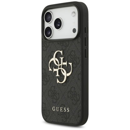 Hoesje voor Apple iPhone 18 Pro / 17 Pro, Guess, 4G Classic Logo met Band, Zwart