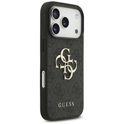 Hoesje voor Apple iPhone 18 Pro / 17 Pro, Guess, 4G Classic Logo met Band, Zwart