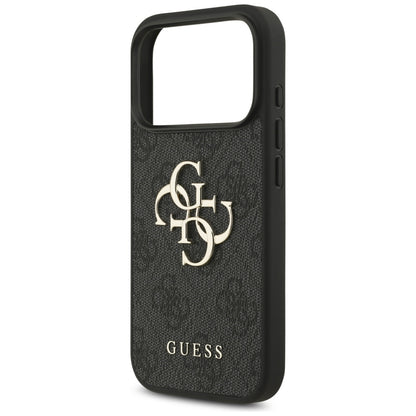 Hoesje voor Apple iPhone 18 Pro / 17 Pro, Guess, 4G Classic Logo met Band, Zwart