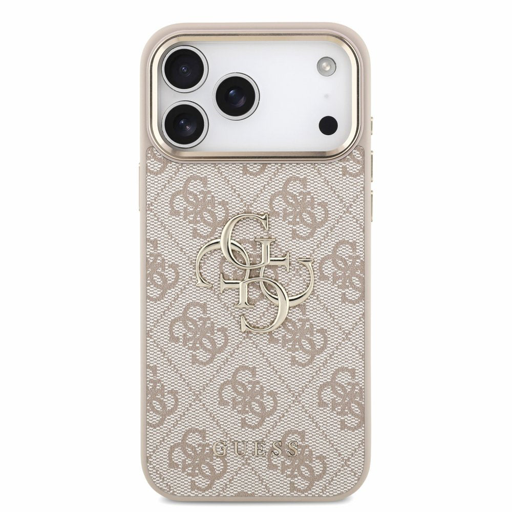 Hoesje voor Apple iPhone 18 Pro / 17 Pro, Guess, 4G Classic Logo with Strap, roségoud