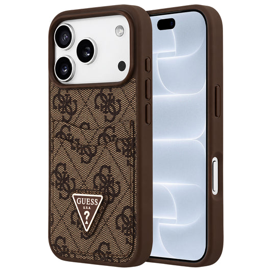 Hoesje voor Apple iPhone 18 Pro / 17 Pro, Guess, 4G Double Card Triangle, bruin