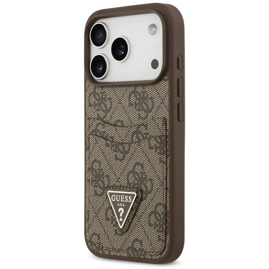 Hoesje voor Apple iPhone 18 Pro / 17 Pro, Guess, 4G Double Card Triangle, bruin