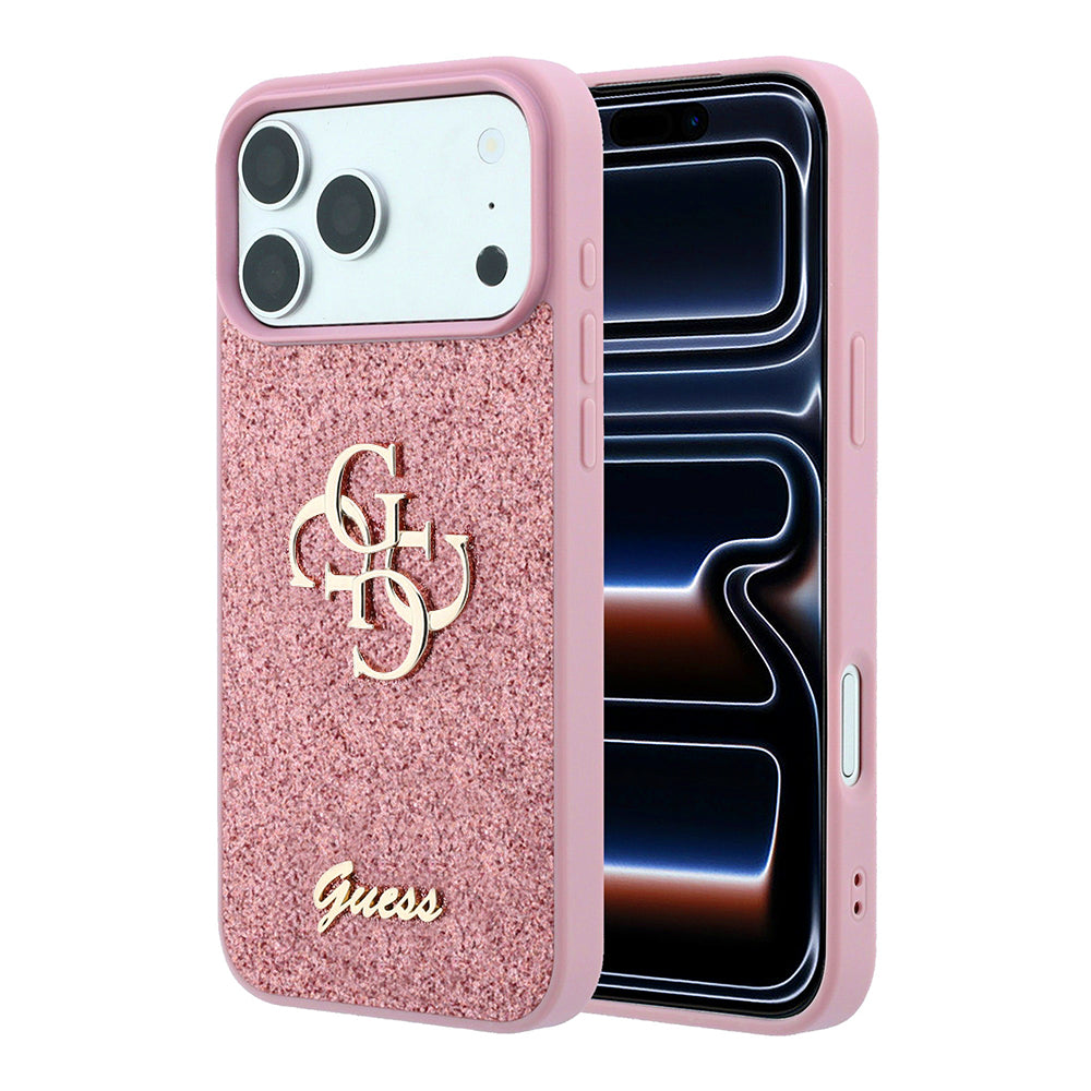 Hoes voor Apple iPhone 18 Pro / 17 Pro, Guess, Fixed Glitter Big 4G, Roze