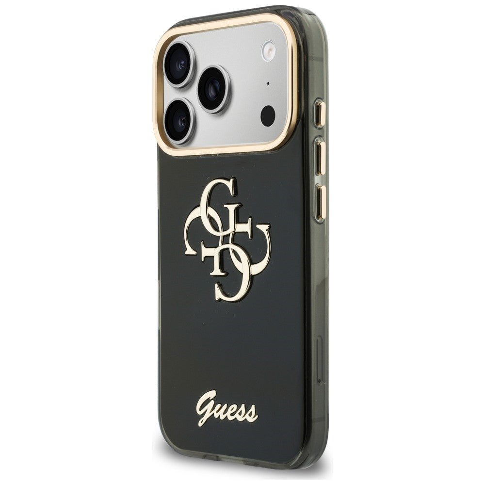 Hoesje voor Apple iPhone 18 Pro / 17 Pro, Guess, IML 4G Metal Script, Zwart