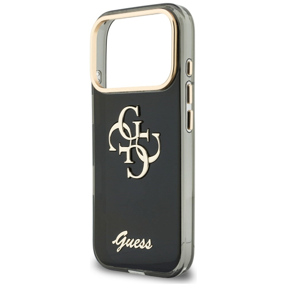 Hoesje voor Apple iPhone 18 Pro / 17 Pro, Guess, IML 4G Metal Script, Zwart