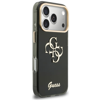 Hoesje voor Apple iPhone 18 Pro / 17 Pro, Guess, IML 4G Metal Script, Zwart