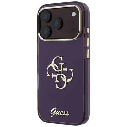 Hoesje voor Apple iPhone 18 Pro / 17 Pro, Guess, IML 4G Metal Script, Wijnrood