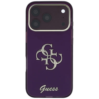 Hoesje voor Apple iPhone 18 Pro / 17 Pro, Guess, IML 4G Metal Script, Wijnrood