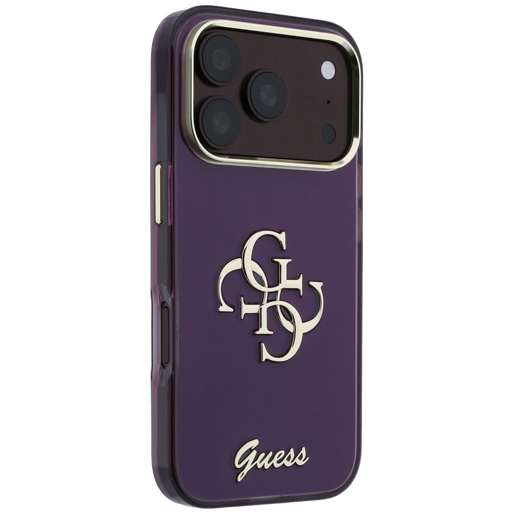 Hoesje voor Apple iPhone 18 Pro / 17 Pro, Guess, IML 4G Metal Script, Wijnrood