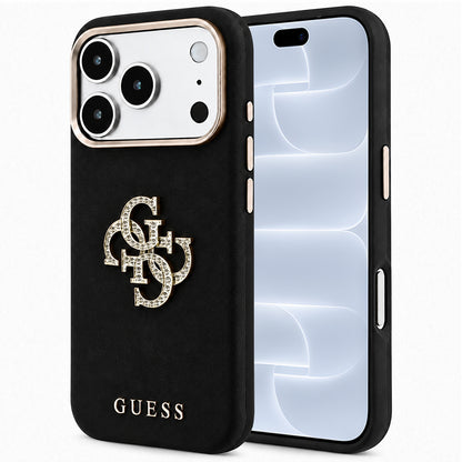 Hoes voor Apple iPhone 18 Pro / 17 Pro, Guess, Smooth Big Strass Logo, Zwart