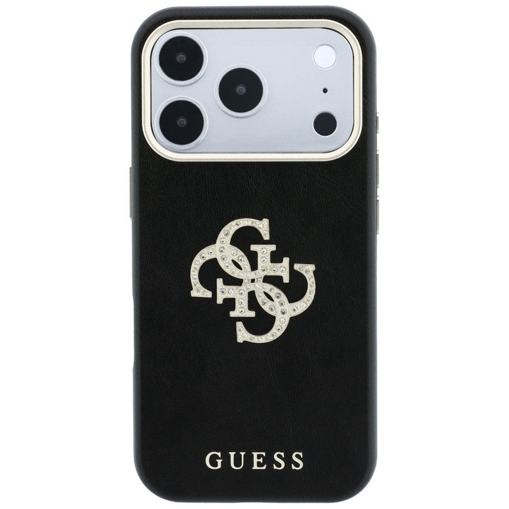 Hoes voor Apple iPhone 18 Pro / 17 Pro, Guess, Smooth Big Strass Logo, Zwart