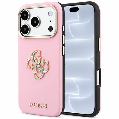 Case for Apple iPhone 18 Pro / 17 Pro, Guess, Smooth Big Strass Logo, Pink