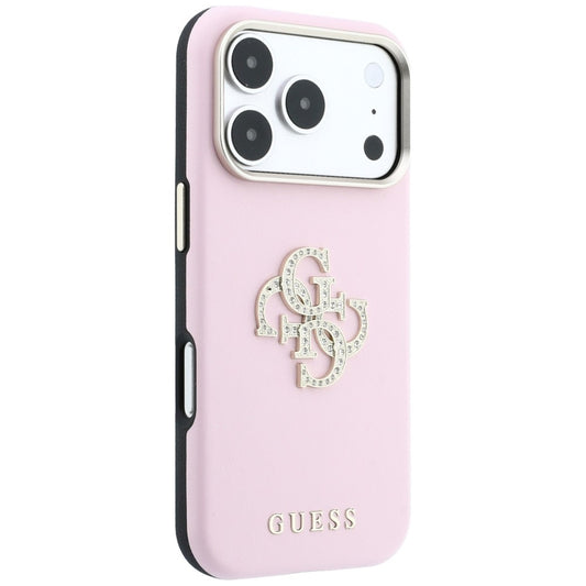 Hoesje voor Apple iPhone 18 Pro / 17 Pro, Guess, Smooth Big Strass Logo, roze