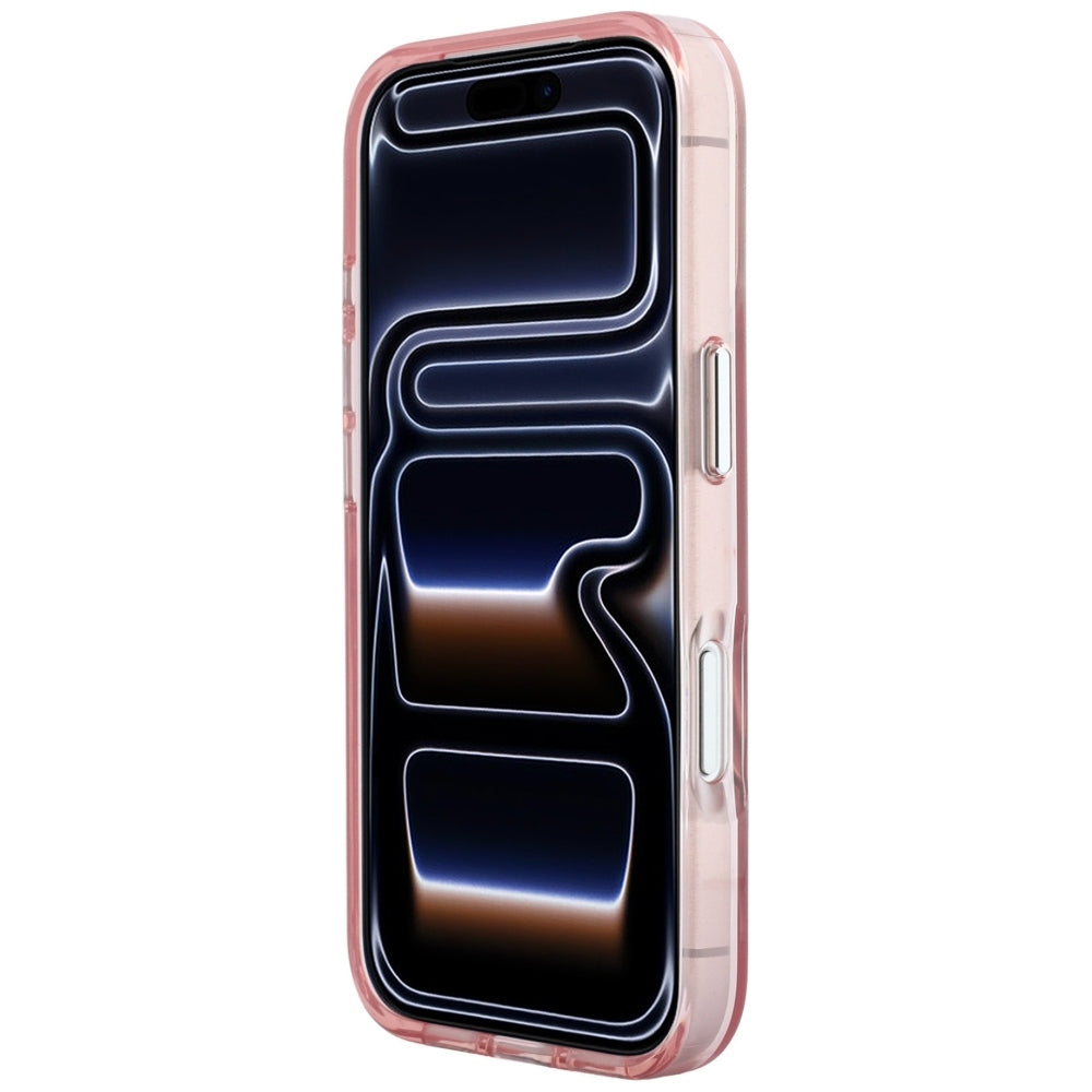 Hoesje voor Apple iPhone 18 Pro / 17 Pro, Karl Lagerfeld, IML Big Signature Resin Logo en Metalen Frame, Roze