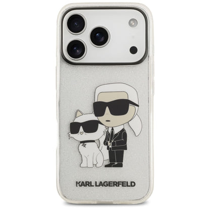 Hoesje voor Apple iPhone 18 Pro / 17 Pro, Karl Lagerfeld, IML Glitter Karl and Choupette NFT, transparant