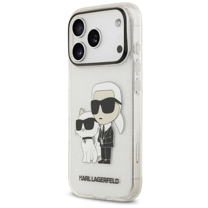 Hoesje voor Apple iPhone 18 Pro / 17 Pro, Karl Lagerfeld, IML Glitter Karl and Choupette NFT, transparant