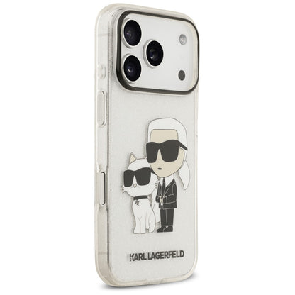Hoesje voor Apple iPhone 18 Pro / 17 Pro, Karl Lagerfeld, IML Glitter Karl and Choupette NFT, transparant