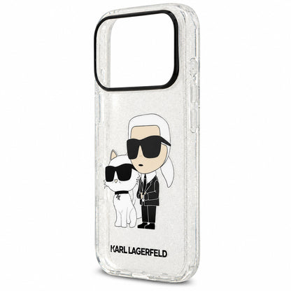 Hoesje voor Apple iPhone 18 Pro / 17 Pro, Karl Lagerfeld, IML Glitter Karl and Choupette NFT, transparant