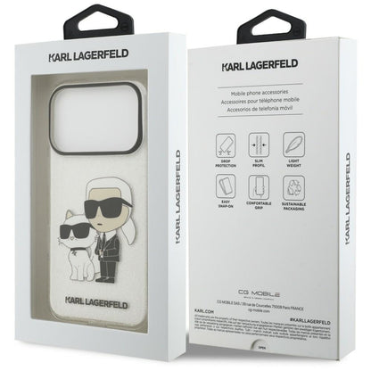 Hoesje voor Apple iPhone 18 Pro / 17 Pro, Karl Lagerfeld, IML Glitter Karl and Choupette NFT, transparant