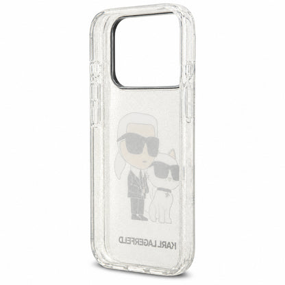 Hoesje voor Apple iPhone 18 Pro / 17 Pro, Karl Lagerfeld, IML Glitter Karl and Choupette NFT, transparant