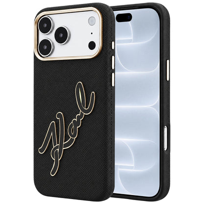 Hoes voor Apple iPhone 18 Pro / 17 Pro, Karl Lagerfeld, Smooth Big Resin Signature Logo, Zwart