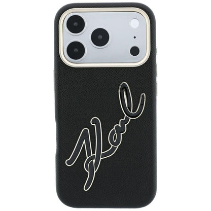 Hoes voor Apple iPhone 18 Pro / 17 Pro, Karl Lagerfeld, Smooth Big Resin Signature Logo, Zwart