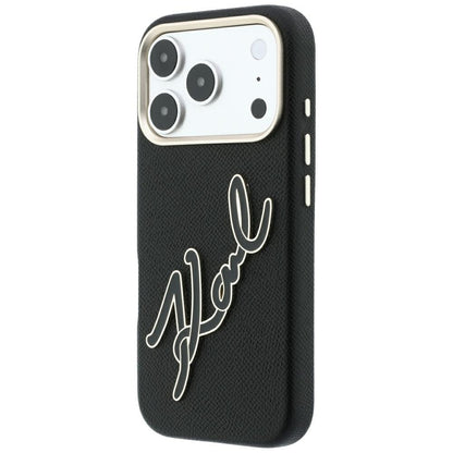Hoes voor Apple iPhone 18 Pro / 17 Pro, Karl Lagerfeld, Smooth Big Resin Signature Logo, Zwart
