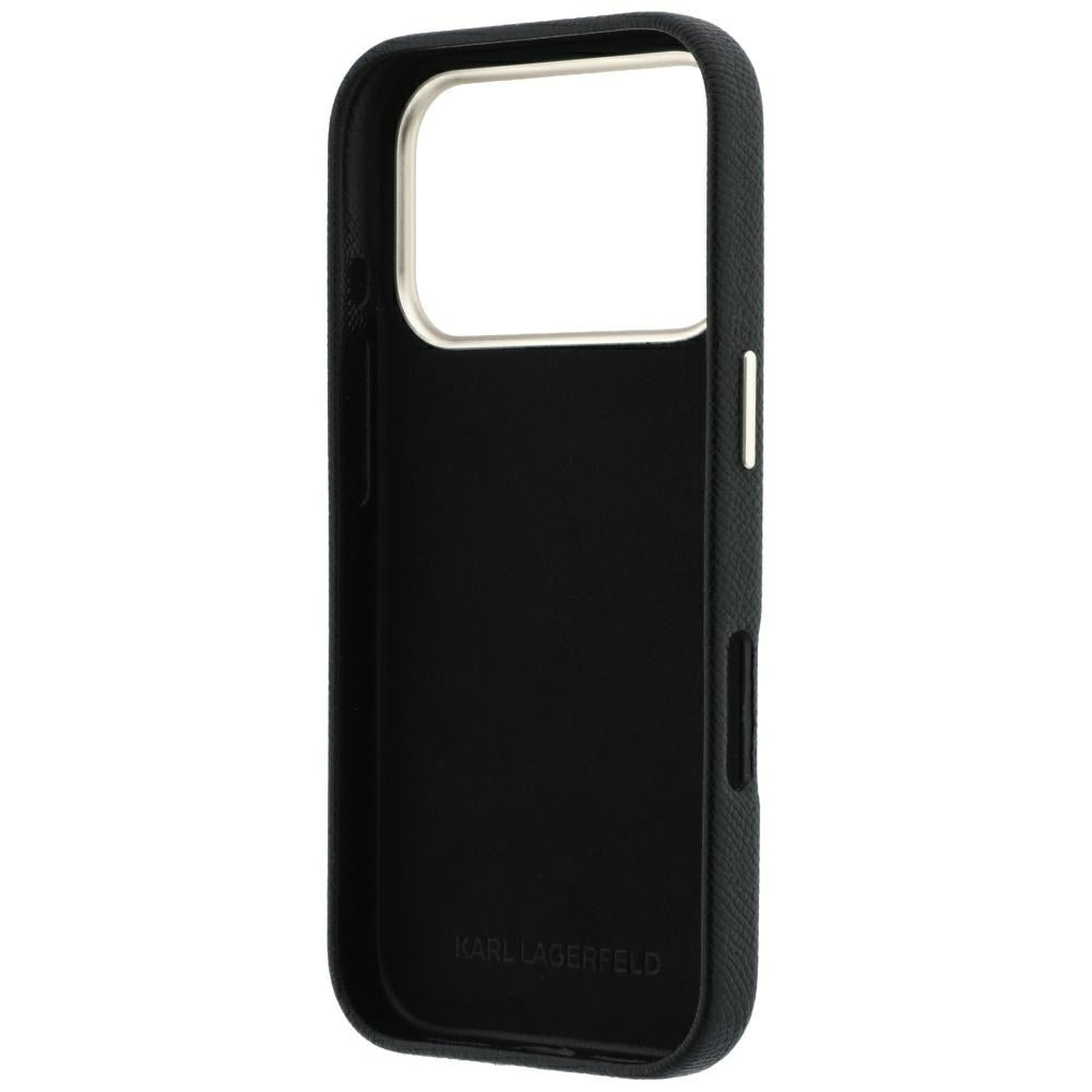 Hoes voor Apple iPhone 18 Pro / 17 Pro, Karl Lagerfeld, Smooth Big Resin Signature Logo, Zwart