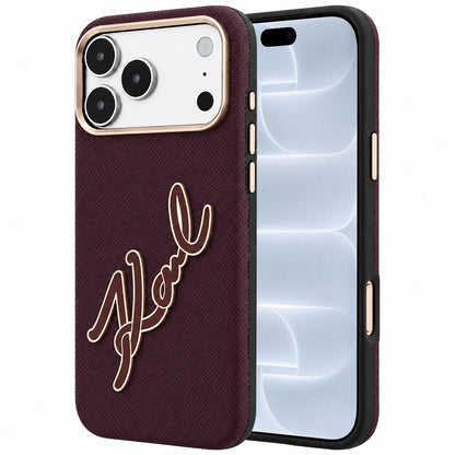 Hoes voor Apple iPhone 18 Pro / 17 Pro, Karl Lagerfeld, Smooth Big Resin Signature Logo, Bordeaux