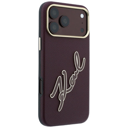 Hoes voor Apple iPhone 18 Pro / 17 Pro, Karl Lagerfeld, Smooth Big Resin Signature Logo, Bordeaux