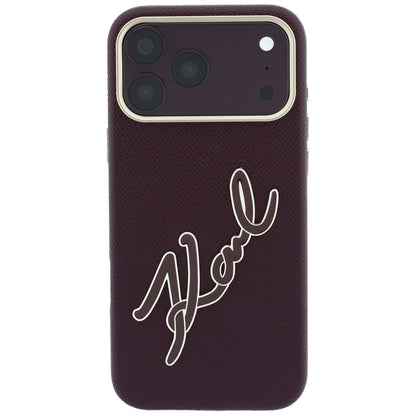 Hoes voor Apple iPhone 18 Pro / 17 Pro, Karl Lagerfeld, Smooth Big Resin Signature Logo, Bordeaux