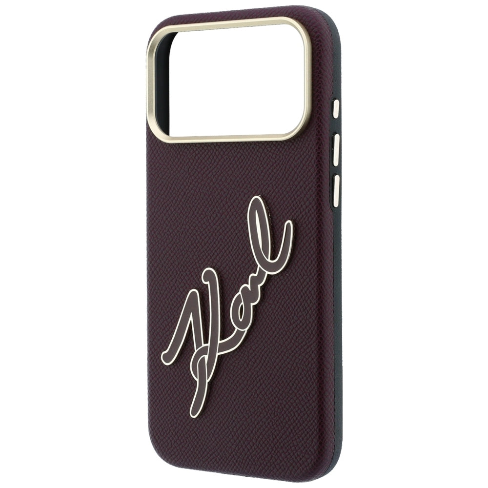Hoes voor Apple iPhone 18 Pro / 17 Pro, Karl Lagerfeld, Smooth Big Resin Signature Logo, Bordeaux