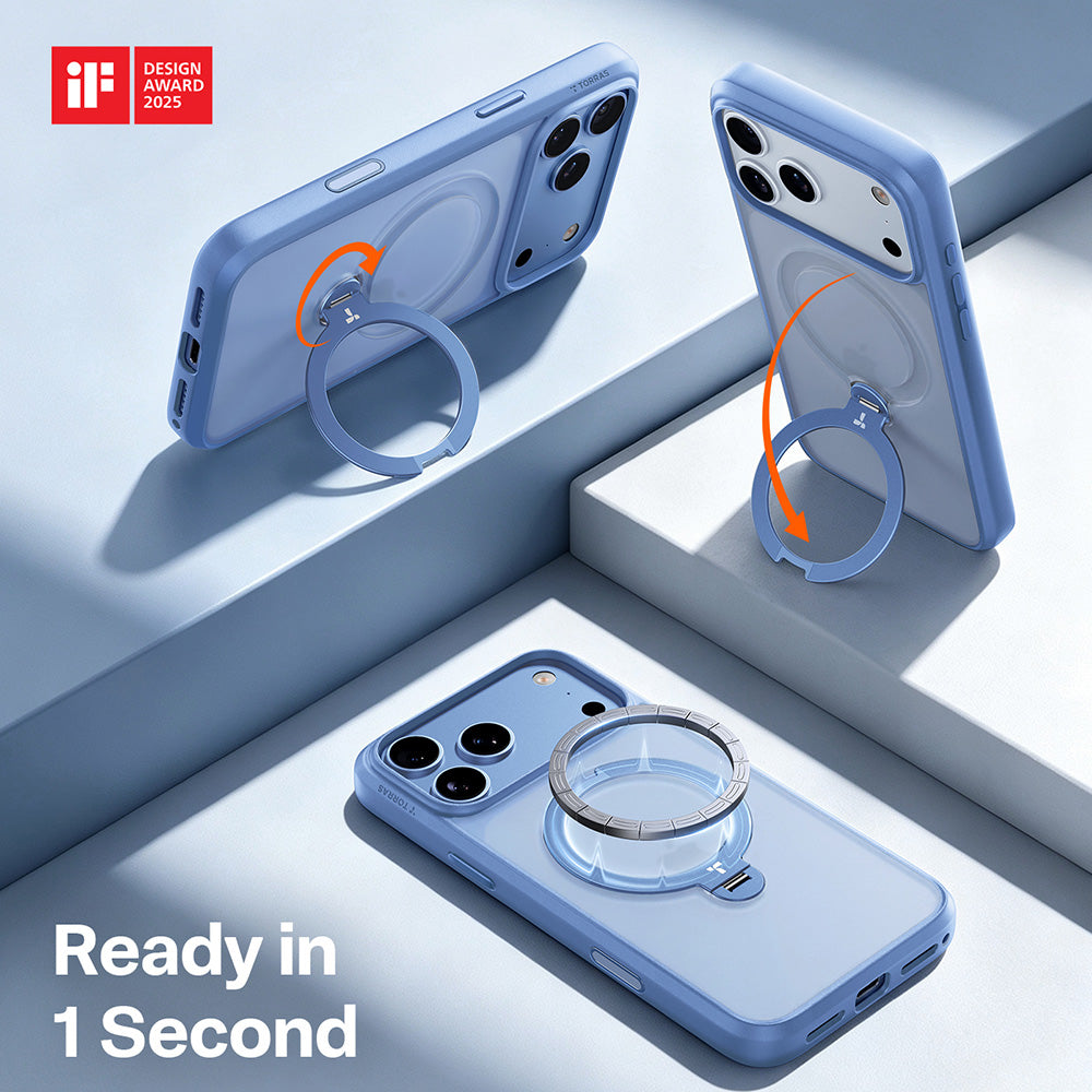 MagSafe-hoesje voor Apple iPhone 18 Pro / 17 Pro, Torras, Ostand Spin, Blauw