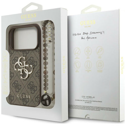Hoes voor Apple iPhone 18 Pro Max / 17 Pro Max, Guess, 4G Classic Logo met band, Bruin