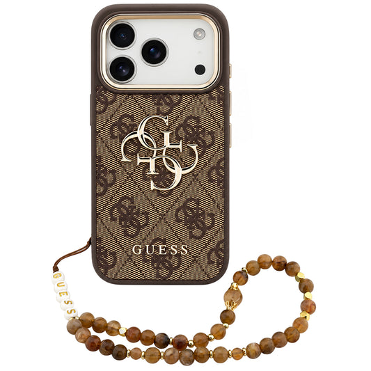 Hoes voor Apple iPhone 18 Pro Max / 17 Pro Max, Guess, 4G Classic Logo met Band, Goudbruin