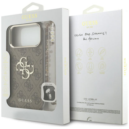 Case for Apple iPhone 18 Pro Max / 17 Pro Max, Guess, 4G Classic Logo with Strap, Brown Gold