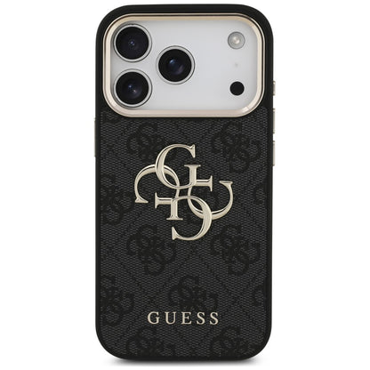 Hoes voor Apple iPhone 18 Pro Max / 17 Pro Max, Guess, 4G Classic Logo met Band, Zwart Goud