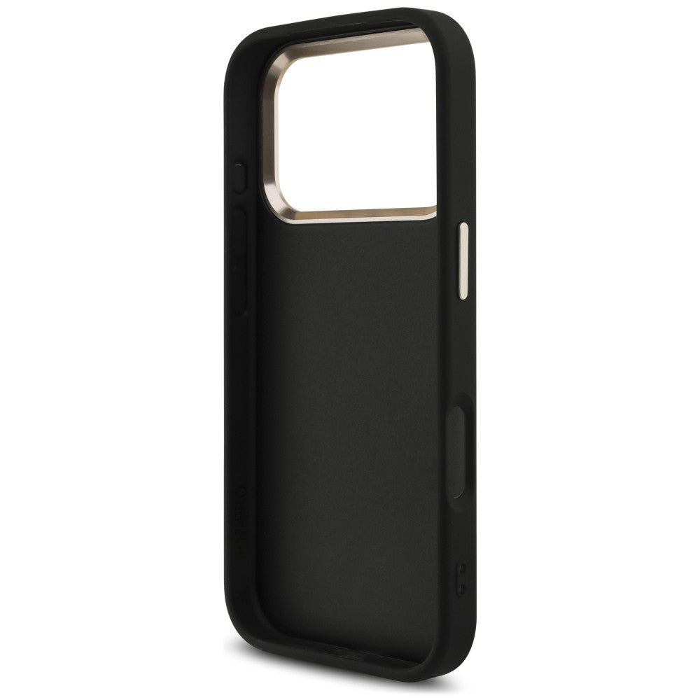 Hoes voor Apple iPhone 18 Pro Max / 17 Pro Max, Guess, 4G Classic Logo met Band, Zwart Goud