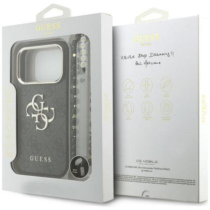 Hoes voor Apple iPhone 18 Pro Max / 17 Pro Max, Guess, 4G Classic Logo met Band, Zwart Goud
